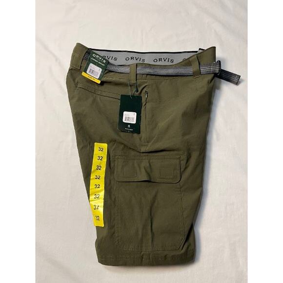 NWT Orvis Cargo Short Mens 32 Stretch Zip Pockets Belt Olive Night - Picture 3 of 4